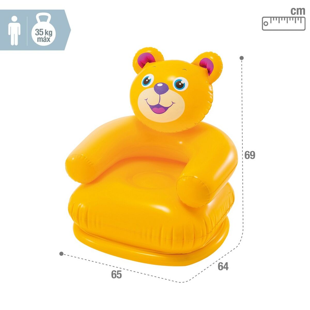 Inflatable Armchair Intex HAPPY ANIMAL 66 x 79 x 64 cm (12 Units)