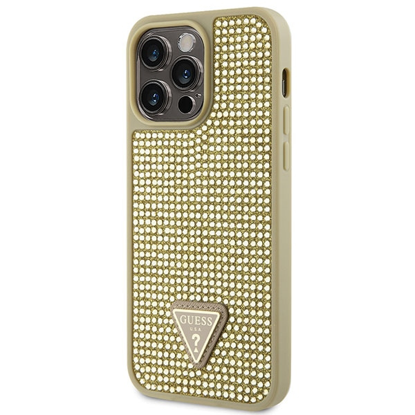 Guess GUHCP14XHDGTPD Apple iPhone 14 Pro Max gold hardcase Rhinestone Triangle