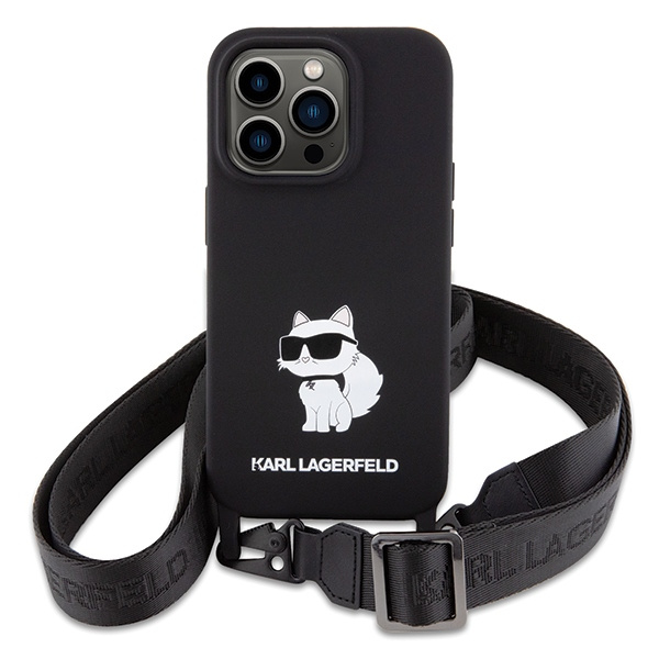 Karl Lagerfeld KLHCP15XSCBSCNK Apple iPhone 15 Pro Max hardcase Crossbody Silicone Choupette black