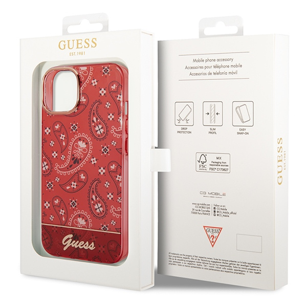 Guess GUHCP14MHGBNHR Apple iPhone 14 Plus red hardcase Bandana Paisley