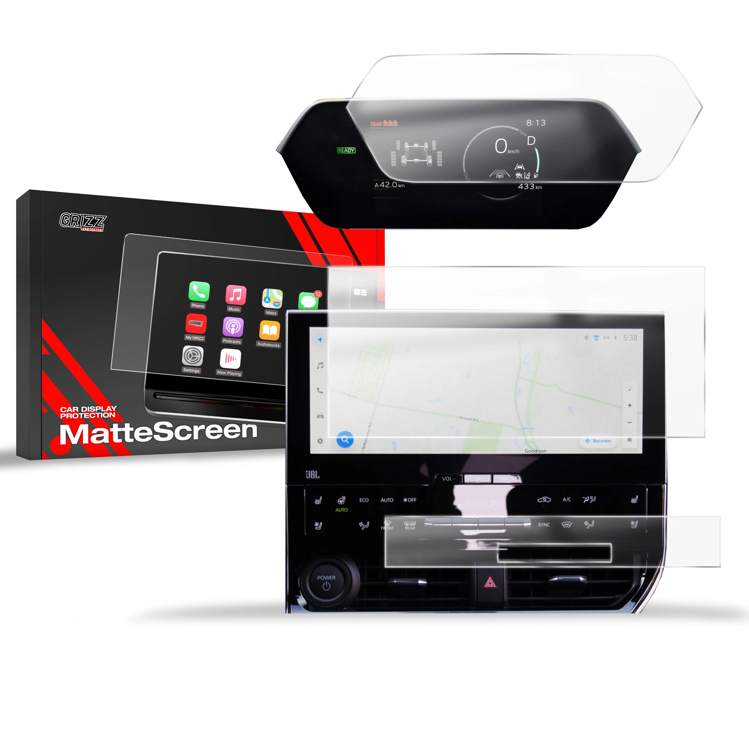 Matte GrizzGlass CarDisplay Protection Toyota bZ4X 12,3" 2022-2024 [3in1]
