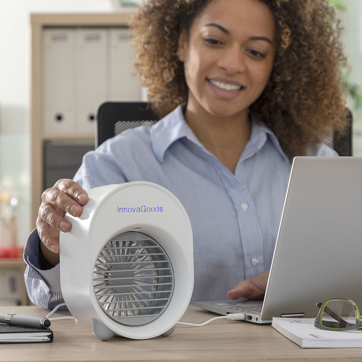Mini Ultrasound Air Cooler-Humidifier with LED Koolizer InnovaGoods Mini Ultrasound Air Cooler-Humidifier with LED Koolizer InnovaGoods