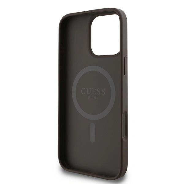 Guess GUHMP16LG4GFRW Apple iPhone 16 Pro hardcase 4G Ring Classic Logo MagSafe brown
