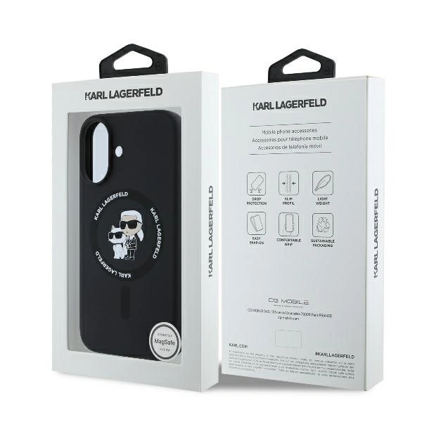 Karl Lagerfeld KLHMP16MSCMKCRHK Apple iPhone 16 Plus hardcase Silicone Karl&Choupette Ring MagSafe black