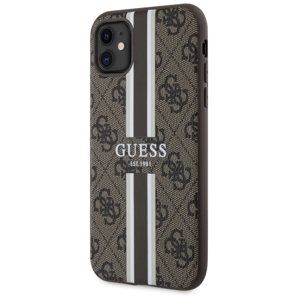 Guess GUHMN61P4RPSW Apple iPhone 11/XR brown hardcase 4G Printed Stripes MagSafe