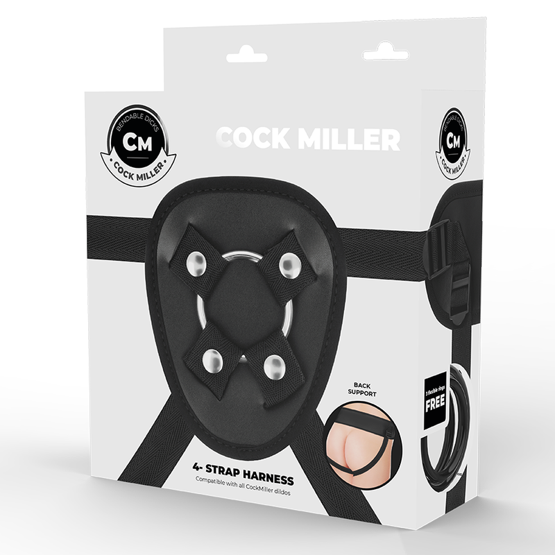 COCK MILLER HARNESS + SILICONE DENSITY COCKSIL ARTICULABLE BLACK 13 CM