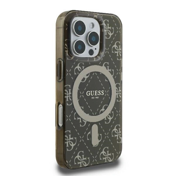 Guess GUHMP16LH4DTEW Apple iPhone 16 Pro hardcase IML 4G Background MagSafe brown