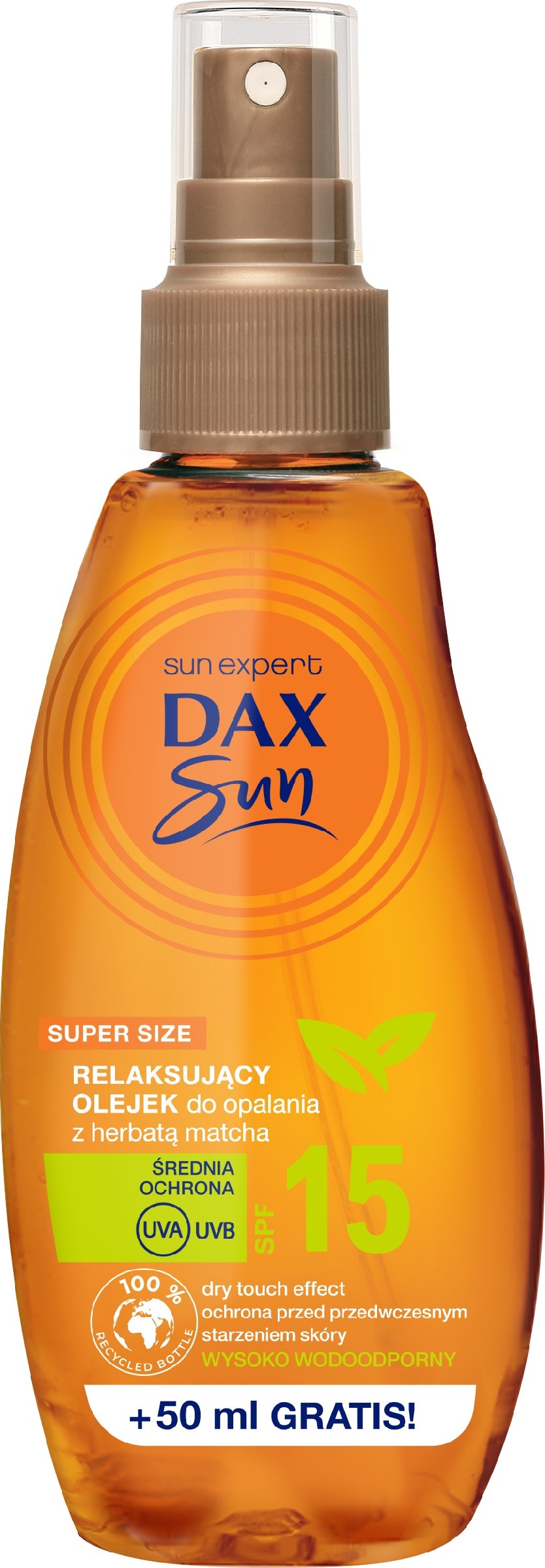 Dax Sun Relaksujący Olejek do opalania z herbatą Matcha SPF15  200ml