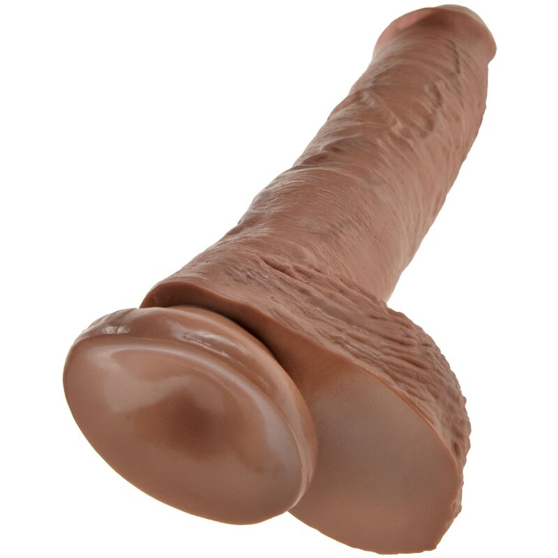 KING COCK - REALISTIC PENIS WITH BALLS 19.8 CM CARAMEL