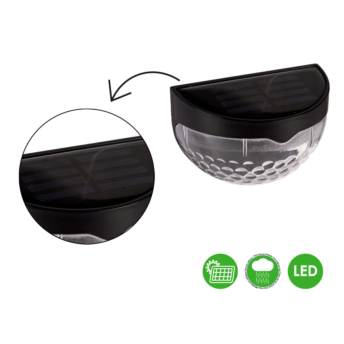 Solarlampe 5 x 65 x 9 cm Schwarz Kunststoff
