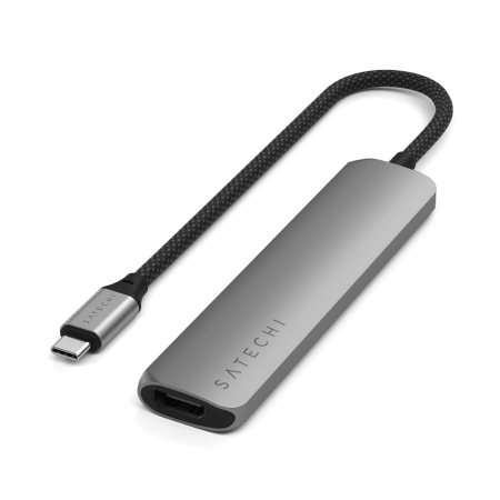 Satechi 6-in-1 HUB USB-C Slim Multiport Adapter USB-C / 2xUSB-A, USB-C, 4K HDMI, card reader space grey