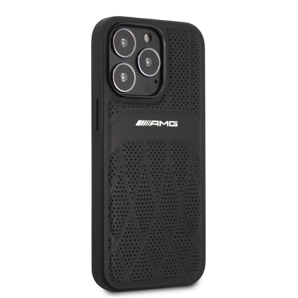 Mercedes AMG AMHCP13XOSDBK Apple iPhone 13 Pro Max black hardcase Leather Curved Lines