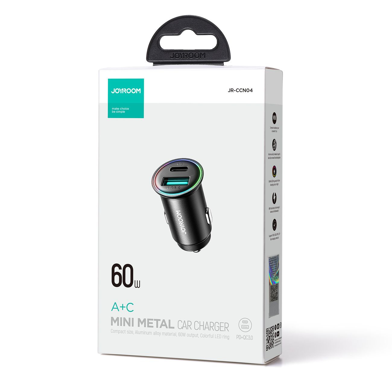 Joyroom JR-CCN04 car charger 60W USB-A, USB-C black