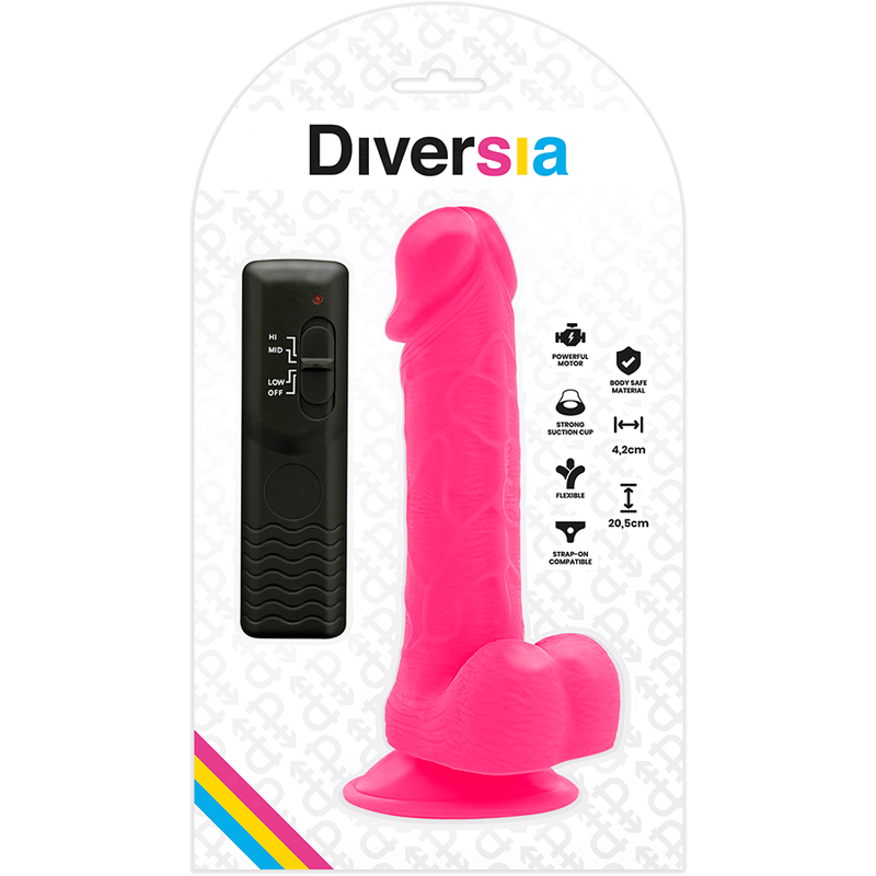 DIVERSIA - FLEXIBLE VIBRATING DILDO 20.5 CM - PINK