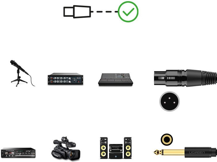 UGREEN AV131 audio cable Microphone cable to Mic XLR (female) - 6.35 mm jack (male) 5m