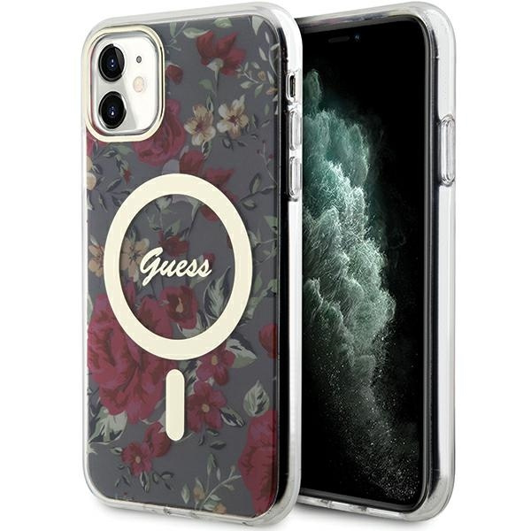 Guess GUHMN61HCFWSA Apple iPhone 11/XR khaki hardcase Flower MagSafe