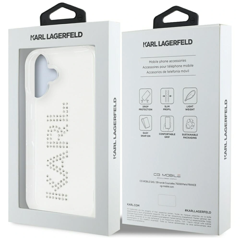 Karl Lagerfeld IML Rhinestones Logo Apple iPhone 16 clear