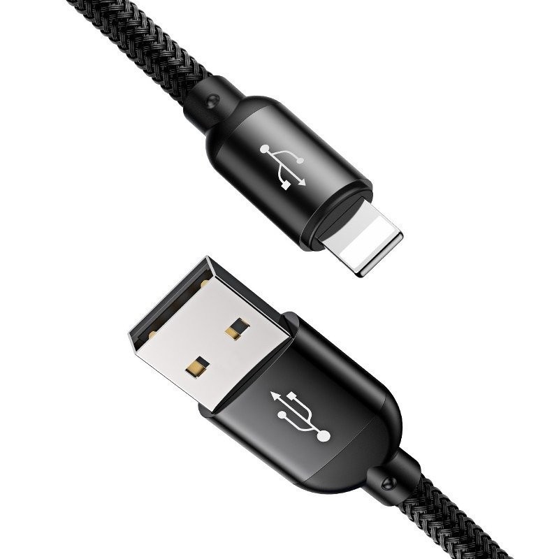 USB Baseus Cable 3in1 USB-C / Lightning / Micro 3A 1,2m Black