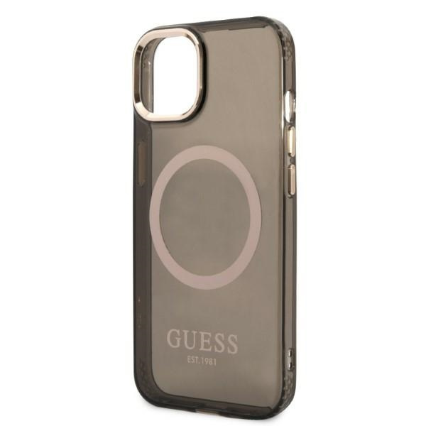 Guess GUHMP13MHTCMK Apple iPhone 13 black hard case Gold Outline Translucent MagSafe