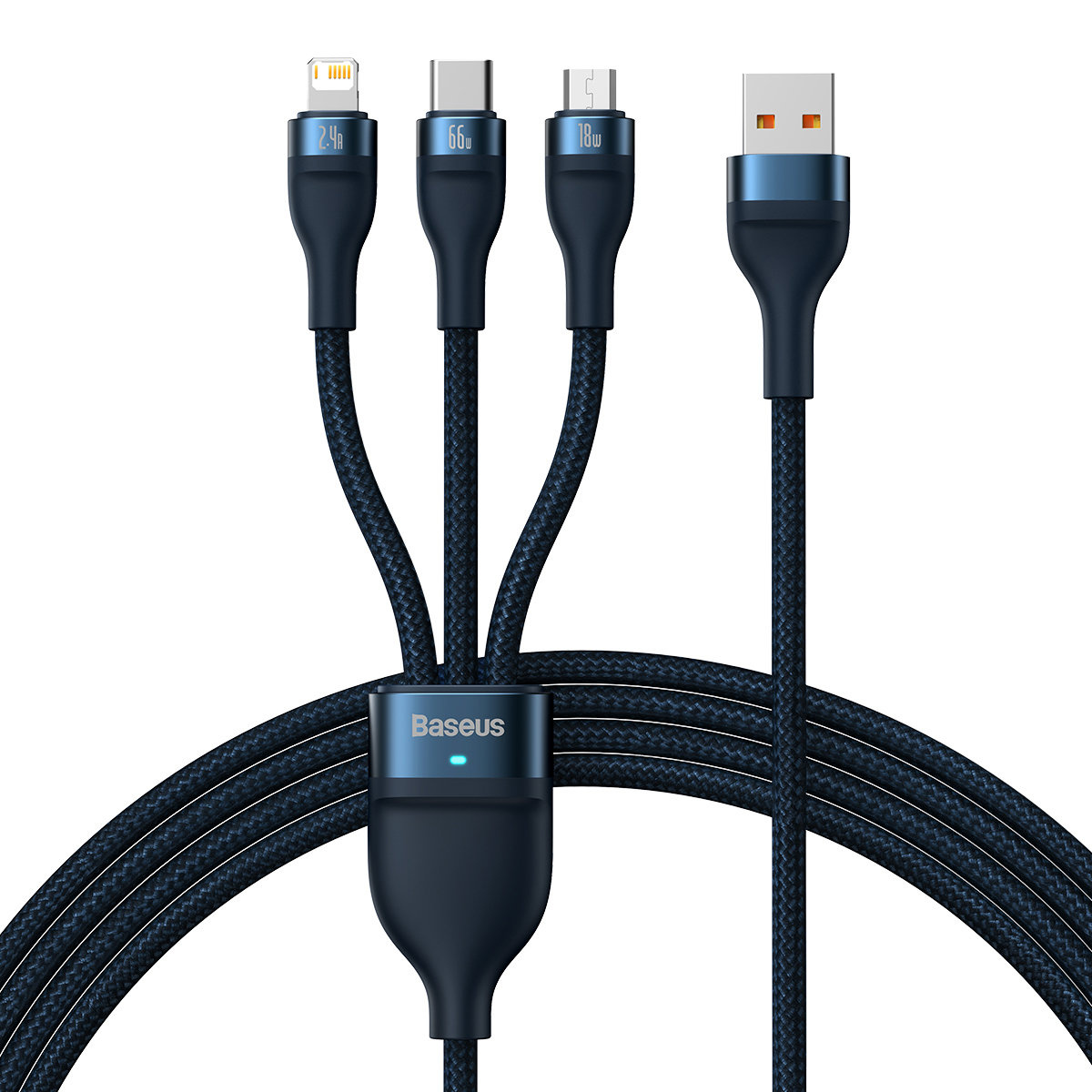 Baseus Flash Series Ⅱ USB-USB-C/microUSB/Lightning 3in1 Cable 66W 1.2m (blue)