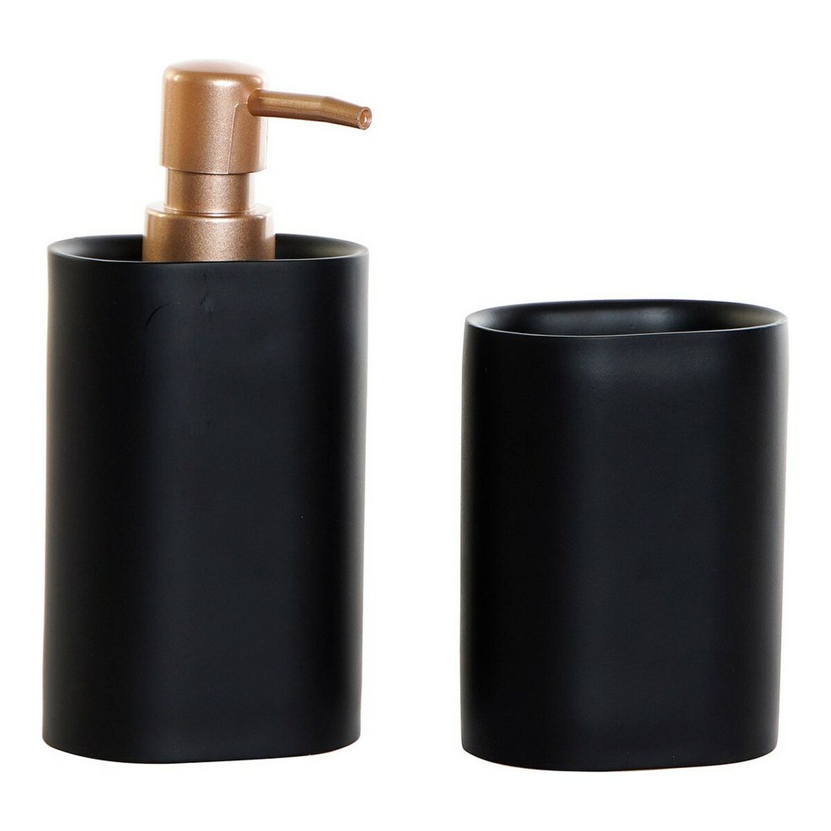 Bath Set DKD Home Decor 8,5 x 6 x 18 cm Black Golden Resin PVC Glam (2 Units)