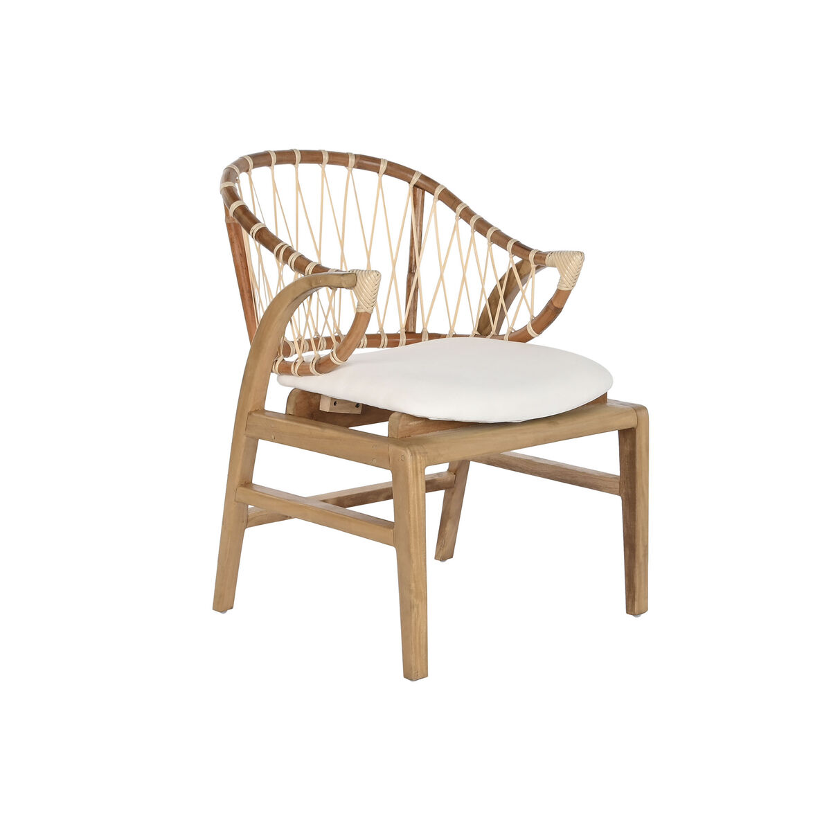 Chair DKD Home Decor White Natural Rattan Teak 57 x 68 x 79 cm