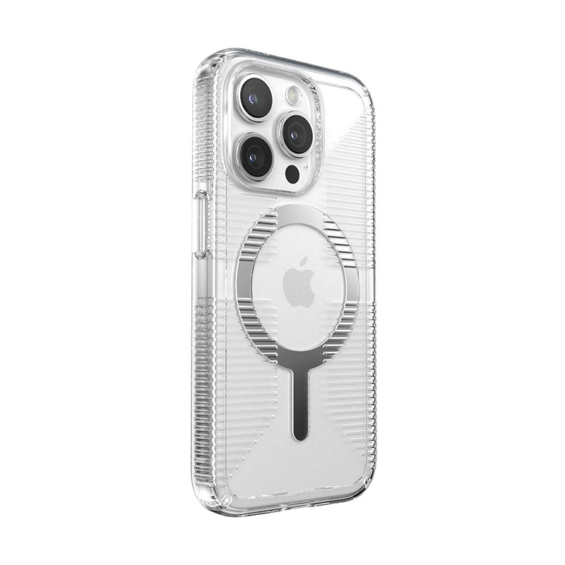 Speck Gemshell Grip MagSafe Apple iPhone 15 Pro (Clear/Chrome Finish)