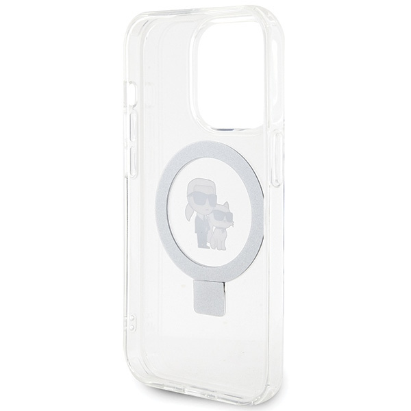 Karl Lagerfeld KLHMP14LHMRSKCH Apple iPhone 14 Pro hardcase Ring Stand Karl&Choupettte MagSafe white