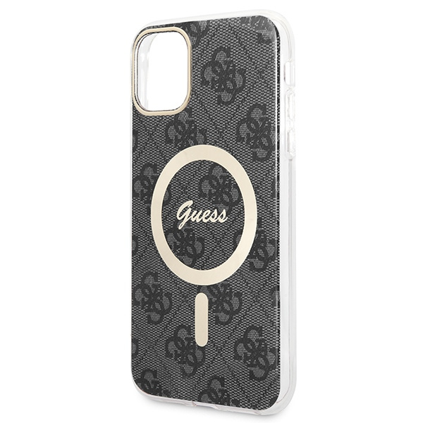 Guess GUBPN61H4EACSK Case + Wireless Charger Apple iPhone 11 black hard case 4G Print MagSafe
