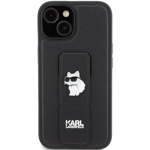 Karl Lagerfeld KLHCP15SGSACHPK iPhone 15 czarny/black hardcase Gripstand Saffiano Choupette Pins