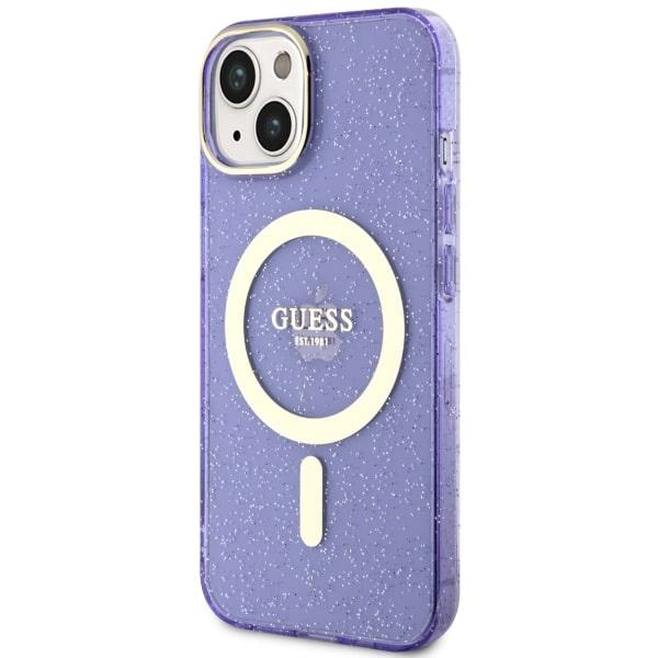 Guess GUHMP14MHCMCGU Apple iPhone 14 Plus purple hardcase Glitter Gold MagSafe