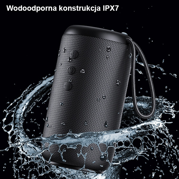 USAMS Waterproof Wireless Speaker with Lanyard YC Series Bluetooth 5.0 10W black YC011YX01