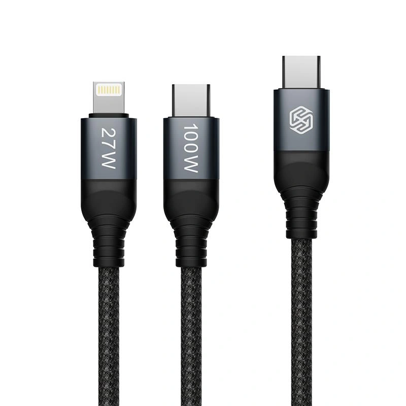 Cable Nillkin Data Cable DualPower 2w1 USB-C PD 3.0 100W, Lightning PD 27W black