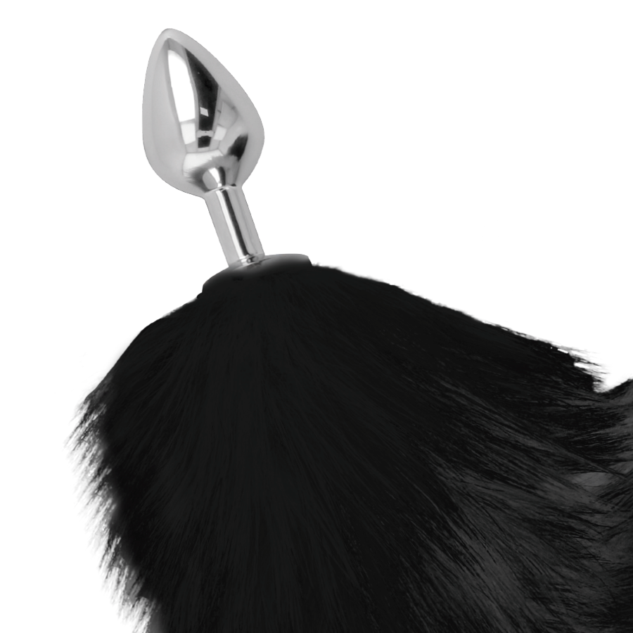 DARKNESS - SILVER ANAL PLUG 8 CM WITH BLACK TAIL