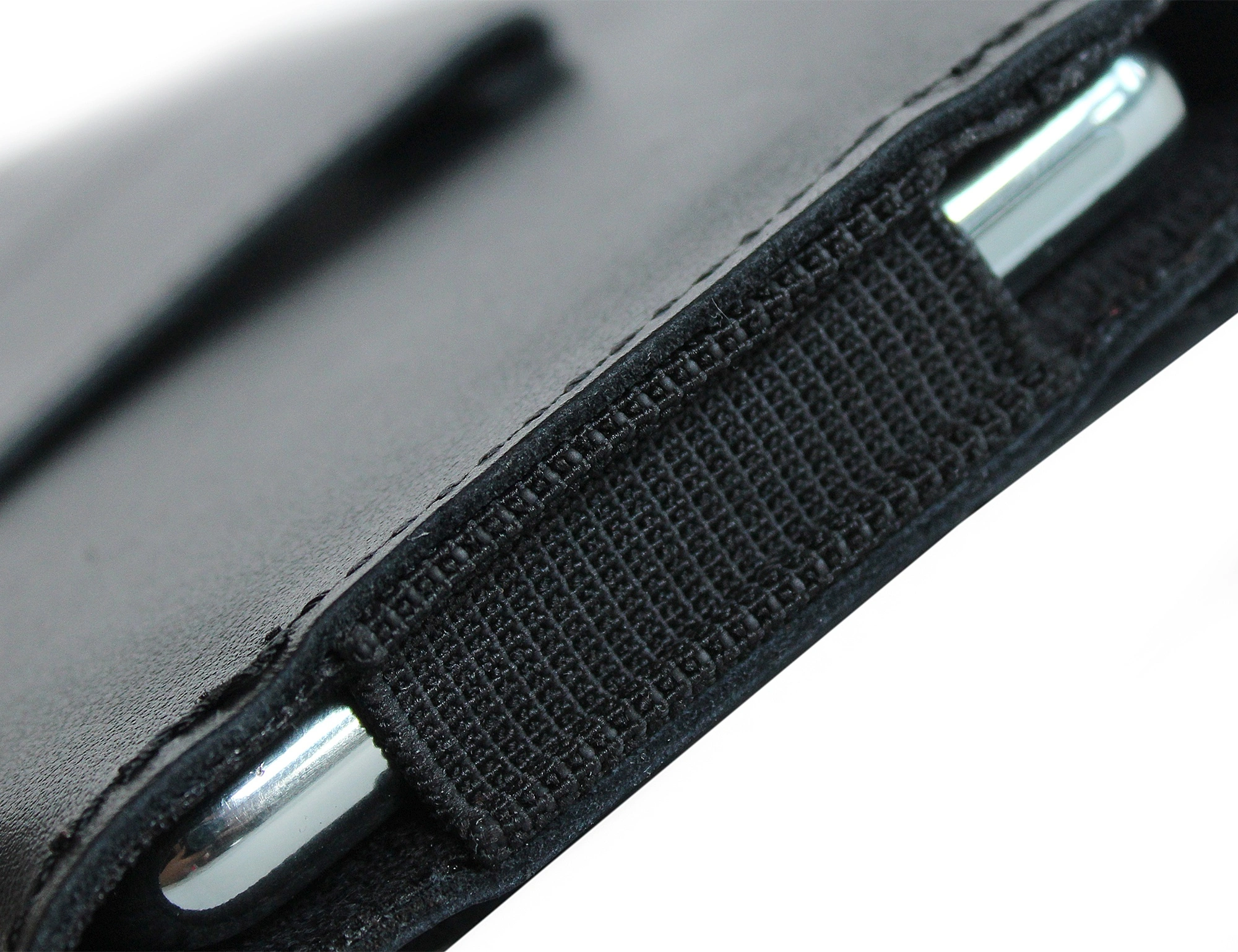 Skórzana kabura LURESKO FREYA XL do paska etui na telefon 165x82x10mm (czarny gładki czarna nić)