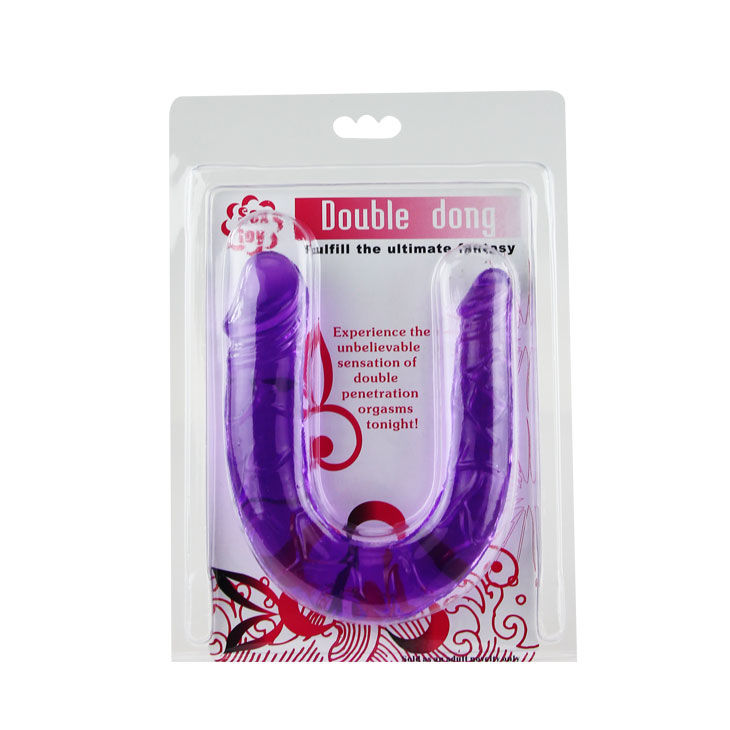 DOUBLE DILDO IN LILAC FLEXIBLE JELLY