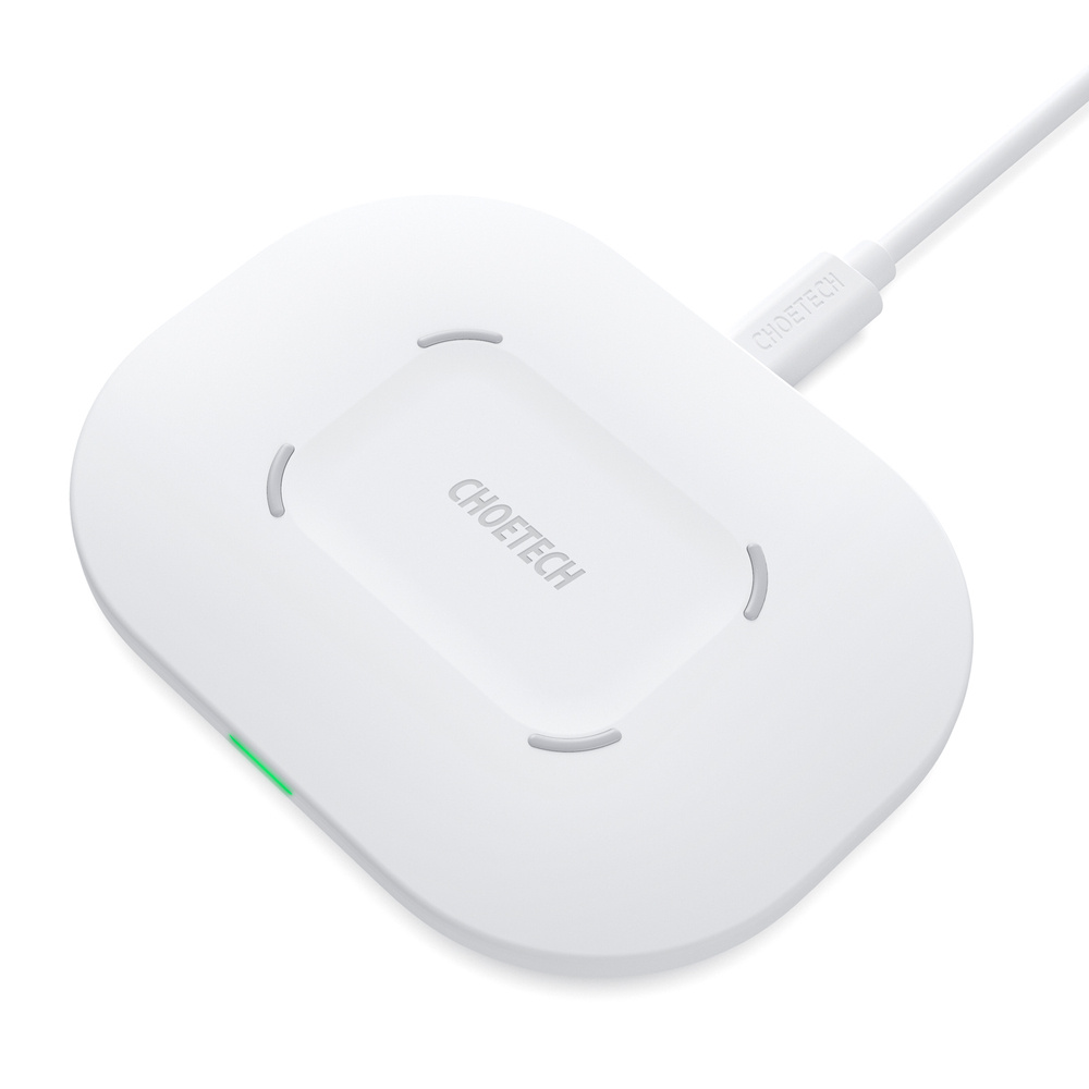 Choetech T550-F-V2 Wireless Charger Qi 15W + USB-A/USB-C Cable 1m white