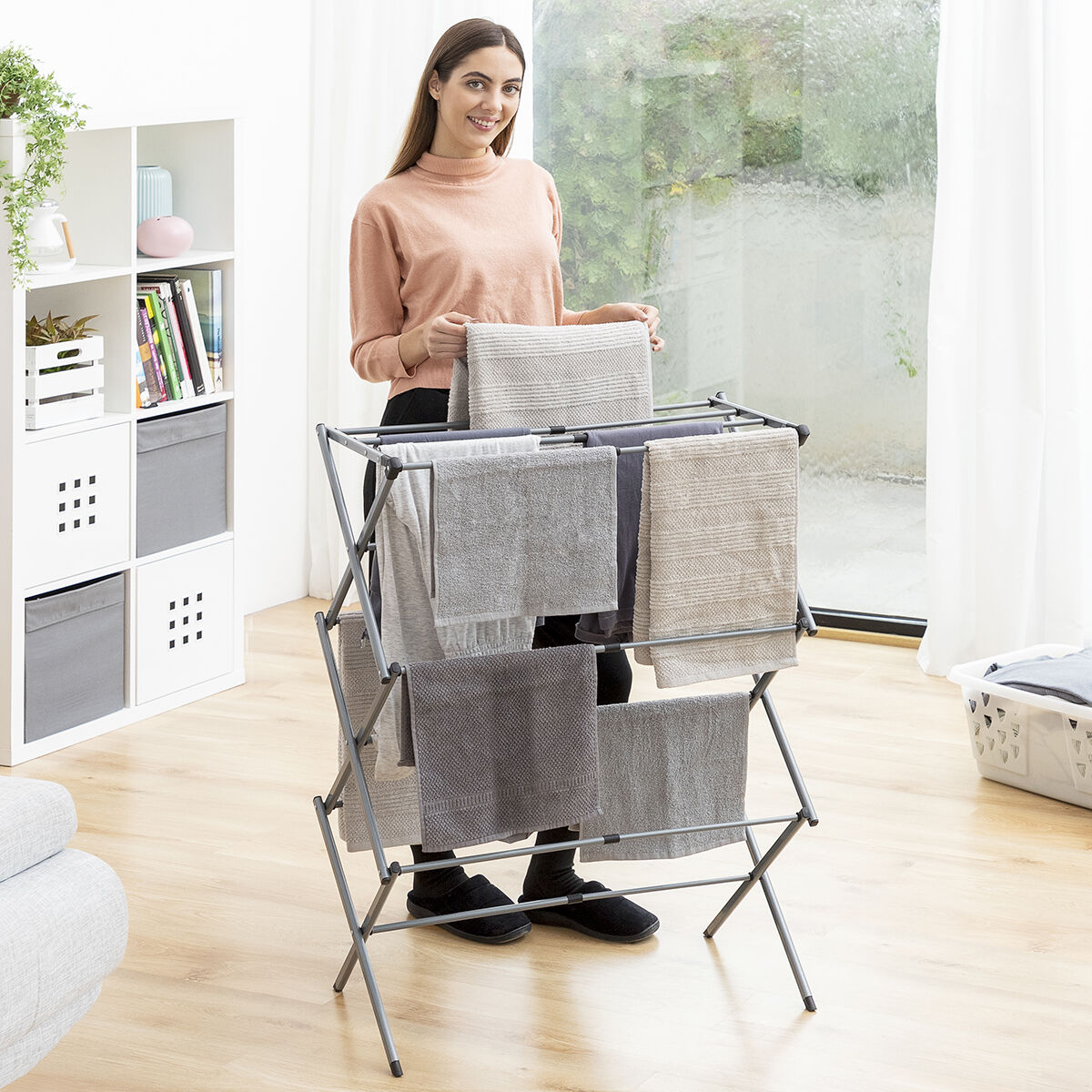 Folding and Extendable Metal Clothes Dryer with 3 Levels Cloxy InnovaGoods (11 Bars)