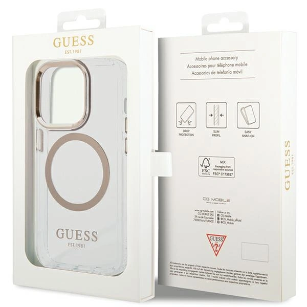 Guess GUHMP15LHTRMD Apple iPhone 15 Pro hardcase Metal Outline Magsafe gold