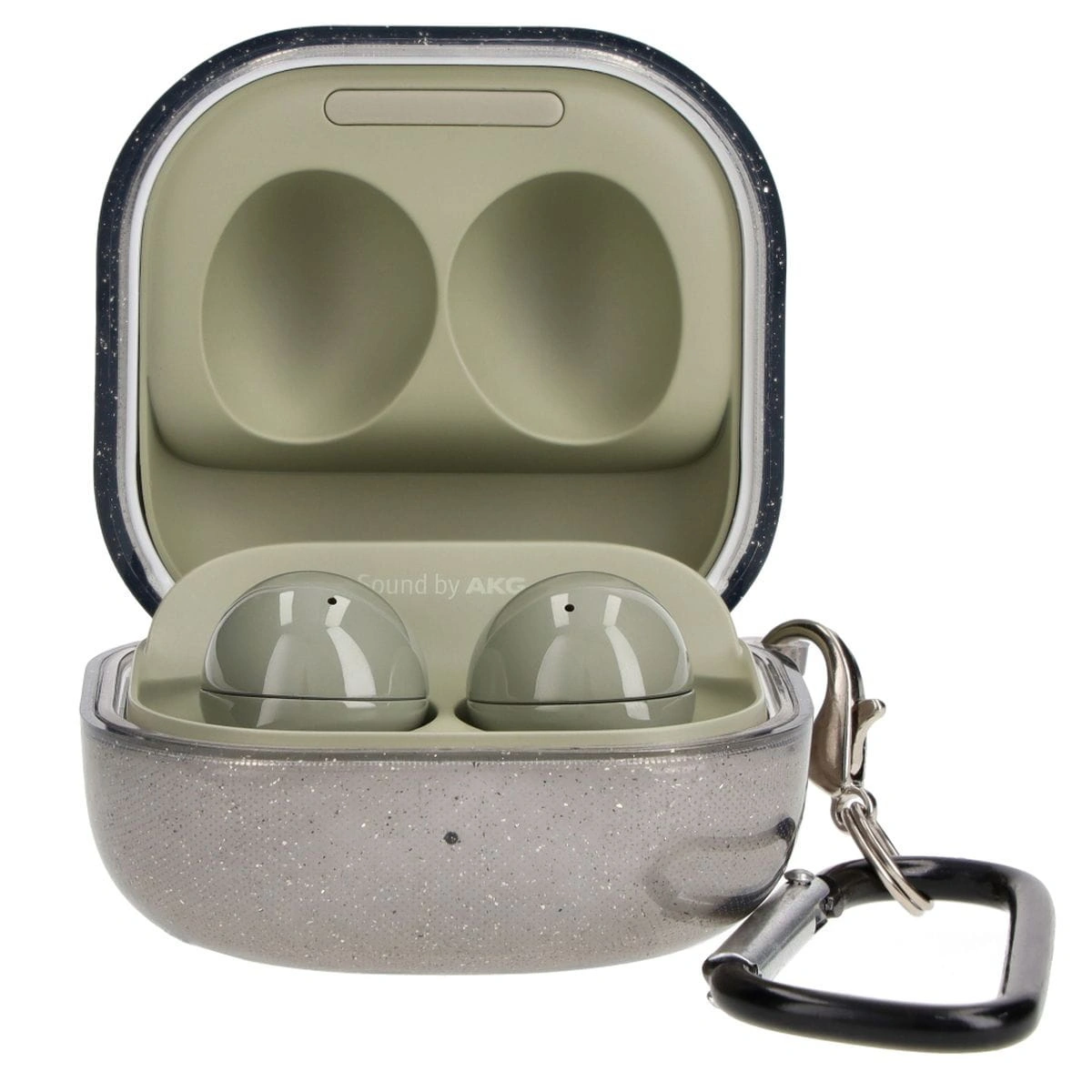 Bizon Case Headphone Clear Samsung Galaxy Buds Live / Pro / Buds2 / Buds2 Pro / Buds FE black-glitter