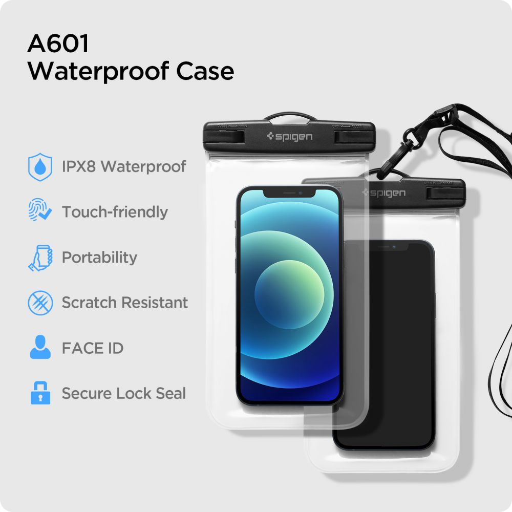 Spigen A601 Universal Waterproof Case Crystal Clear [2 PACK]