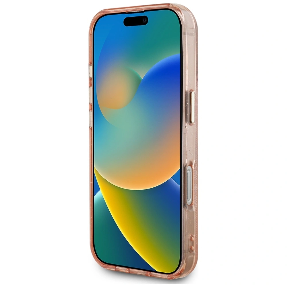 Etui Guess IML Metal Glitter 4G Circle Triangle MagSafe do Apple iPhone 16 Pro różowy