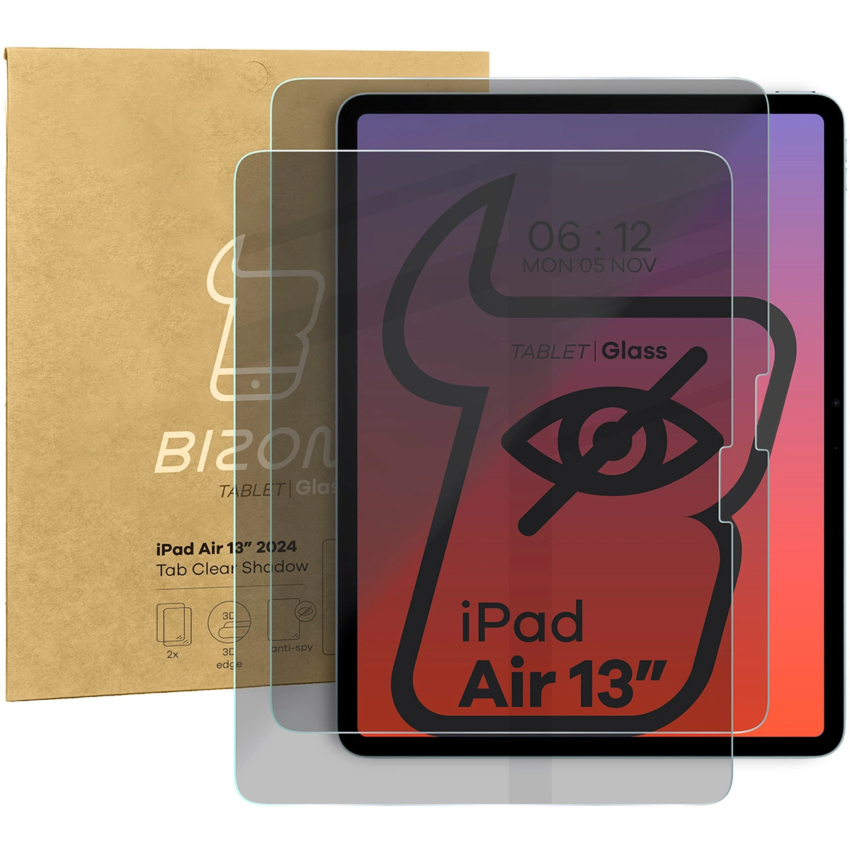 Bizon Glass Tab Clear Shadow Apple iPad Air 13" M2 2024 [2 PACK]