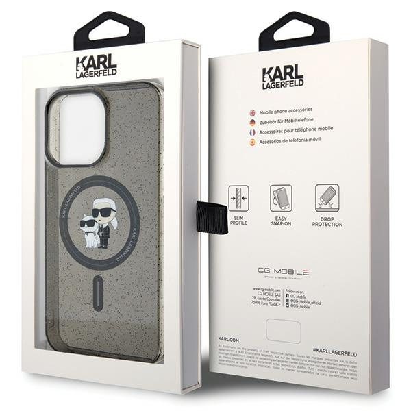 Karl Lagerfeld KLHMP15XHGKCNOK Apple iPhone 15 Pro Max hardcase Karl&Choupette Glitter MagSafe black