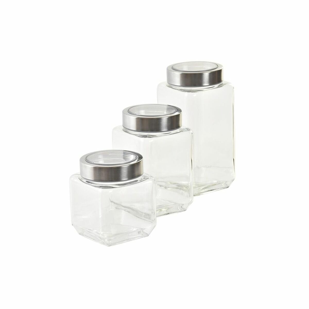 3 Tubs DKD Home Decor 8,5 x 8,5 x 18 cm Crystal Stainless steel 750 ml