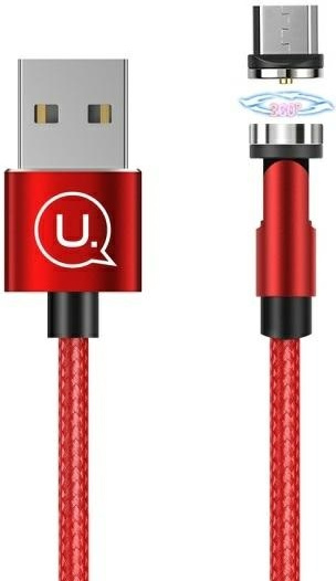 USAMS Magnetic Nylon Cable U59 microUSB 2.1A Fast Charge 1m red SJ474USB02 (US-SJ474)