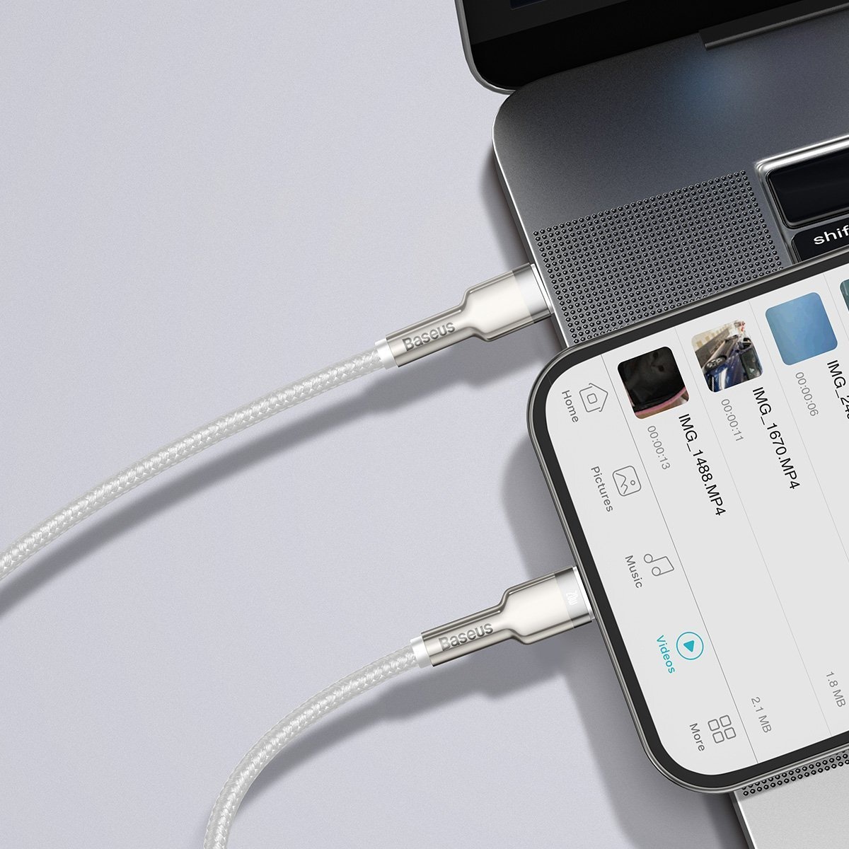 USB-C cable for Lightning Baseus Cafule, PD, 20W, 2m (white)