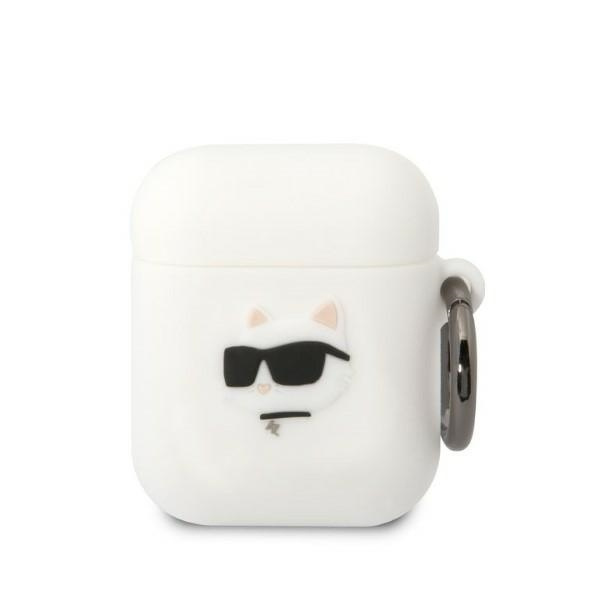 Karl Lagerfeld KLA2RUNCHH Apple AirPods 2/1 cover white Silicone Choupette Head 3D