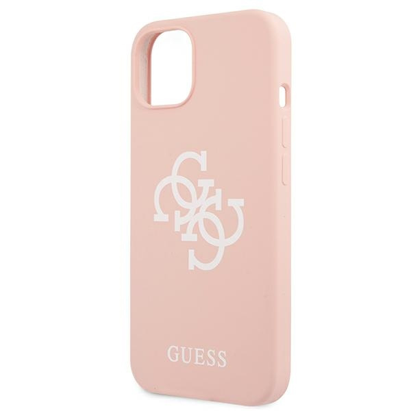 Guess GUHCP13SLS4GWPI Apple iPhone 13 mini pink hard case Silicone 4G Logo