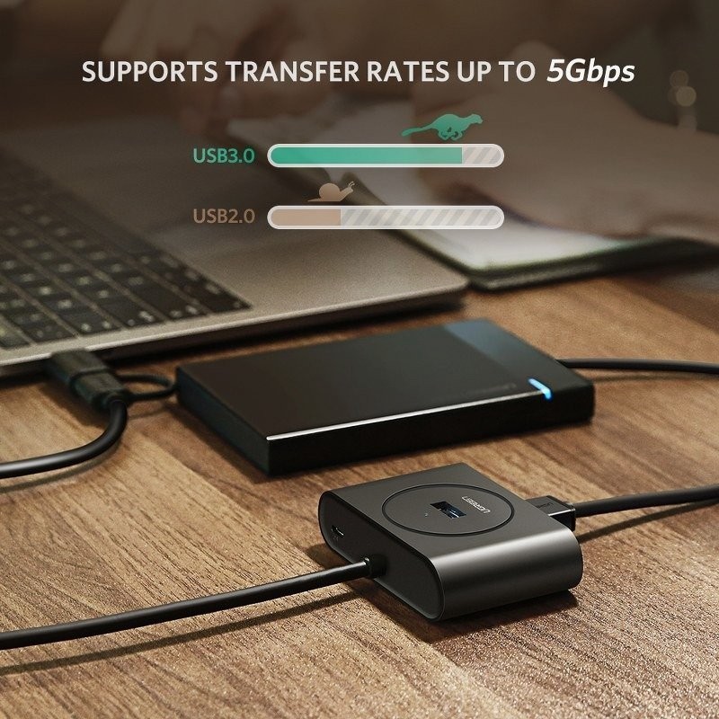 HUB USB 3.0 + USB-C 3.1 UGREEN 4-port, OTG